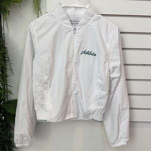 Athleta White Tennis Jacket With Green Accents